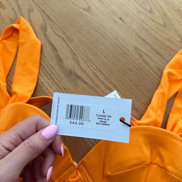 NWT WeWoreWhat Claudia Bikini Top Size Large Bra Swimsuit Orange Carrot - Picture 5 of 6